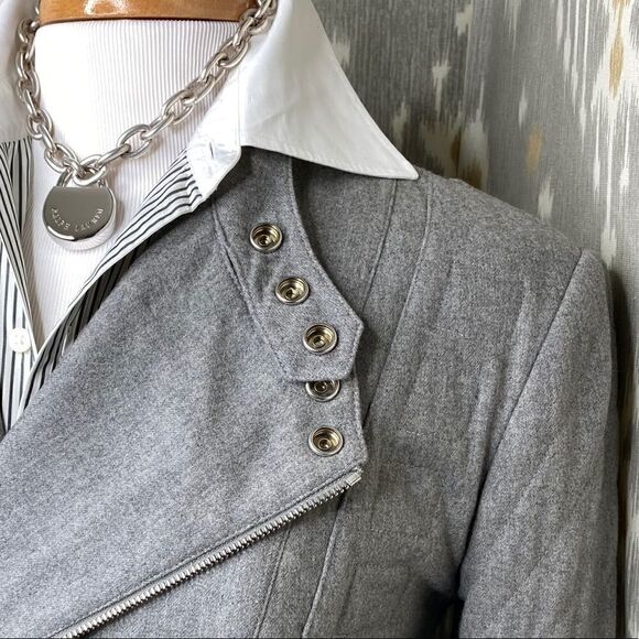 Ralph Lauren Grey Cashmere Blend Moto Jacket - Picture 1 of 16